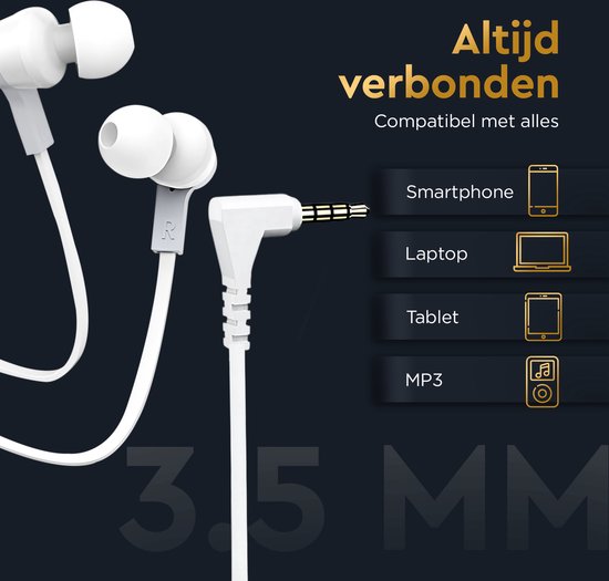 Golden Sound Bedrade oordopjes - Siliconen tips - 3.5mm jack aansluiting - Oortjes met Draad en Microfoon
