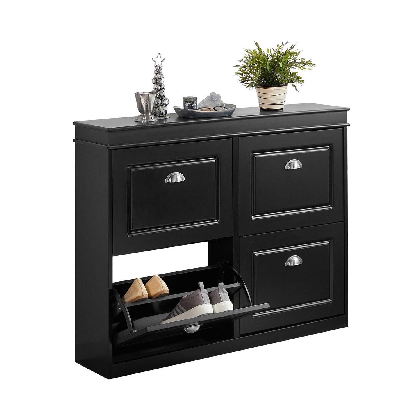 SoBuy Schoenenkast met 4 lades - 105 x 24 x 82 cm - Zwart