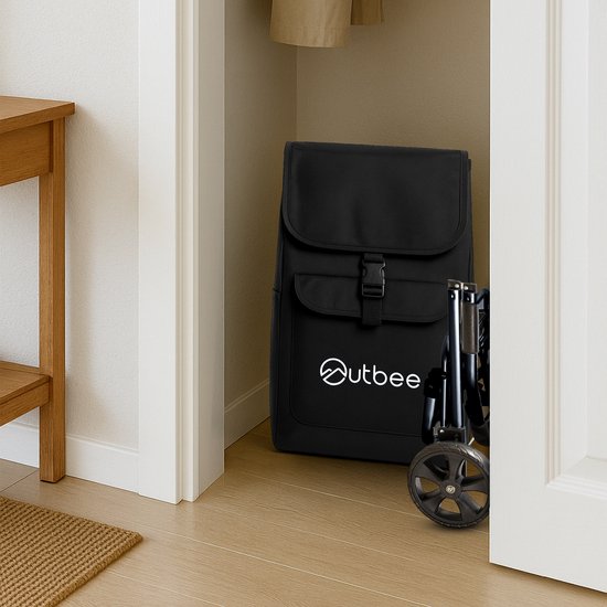 Outbee Boodschappentrolley - Opvouwbaar - Polyester - Met EVA wielen - Aluminium frame - Draagvermogen 45 kg - Zwart