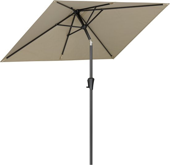 LifeGoods Parasol - Tuin - 210x140cm - 30° Kantelbaar - Waterdicht - UPF50+ - Taupe