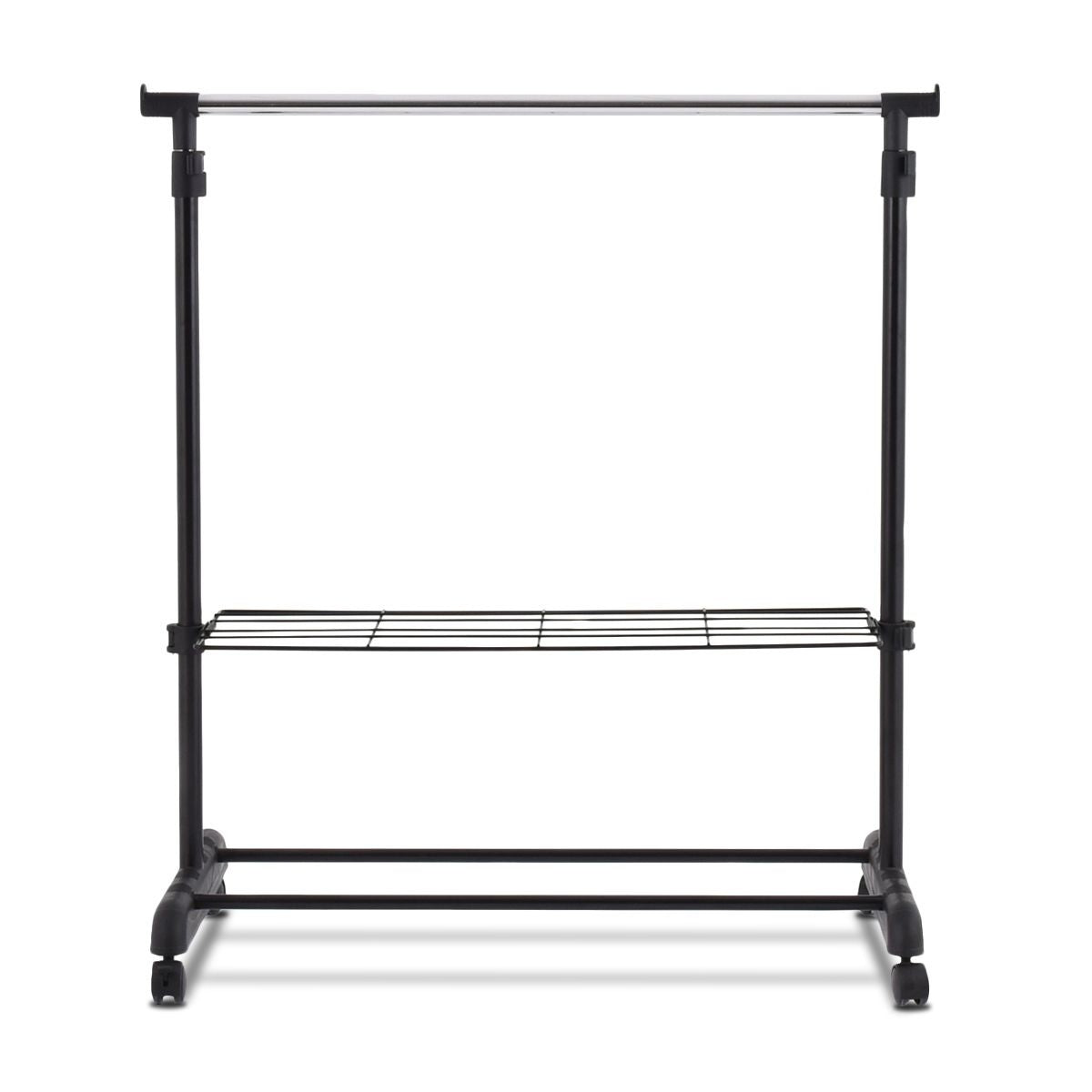 Coast Verstelbare Kapstok Met Wielen En Schoenplanken Garderobe - Zwart - 84 x 42 x (92-168) cm