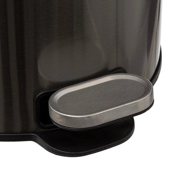 5Five Prullenbak/pedaalemmer Delta - titanium - metaal - 30 liter - 39 x 33 x 62 cm - keuken afvalbak