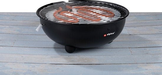 alpina Elektrische BBQ - Tafel-Barbecue - Geen Rook - Binnen Barbecueën - 1250W - Ø 30 Cm - Zwart