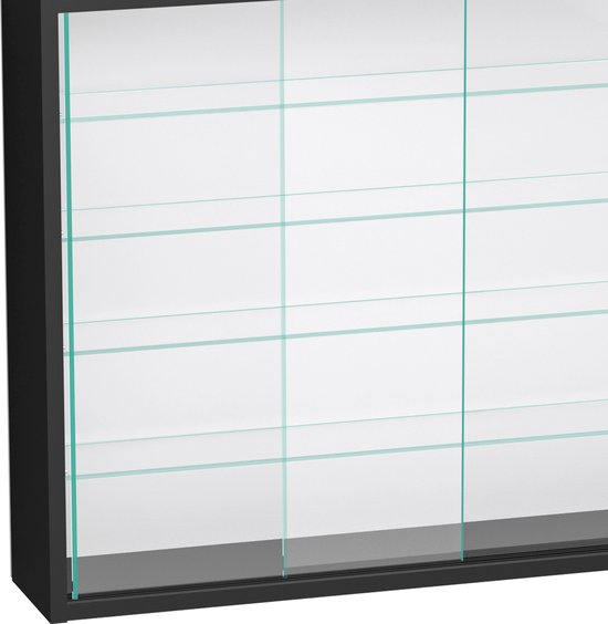 Vitrinekast staande hangende wandvitrine - schuifdeuren - 75 x 55 x 14 cm