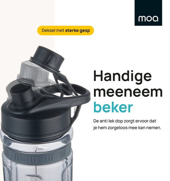 MOA Blender - Blender to Go - Mini Blender - 2 Tritan Bekers van 600ml - Smoothie Maker - 800W - Zwart - MB10B