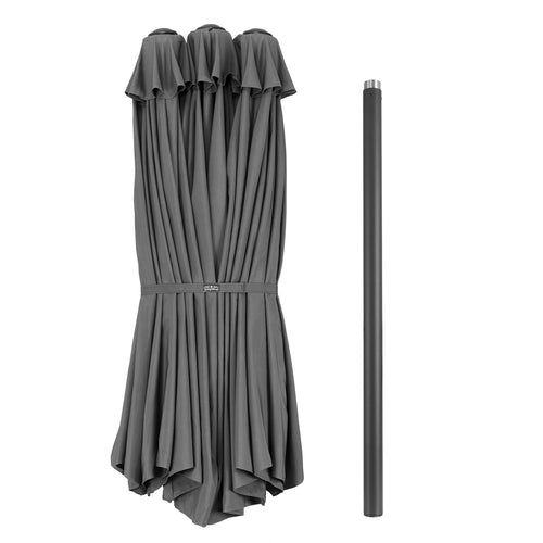 Kingsleeve Dubbele Parasol XXL met Zwengel – 100% polyester - Antraciet - 460x270 cm