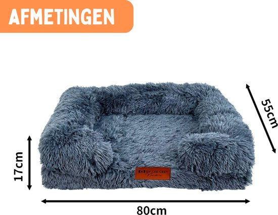 By Cee Cee Orthopedische Hondenmand – Orthopedisch Hondenkussen – Royal Collection Hondenbed – Fluffy - Donkergrijs - M - 80x55x17