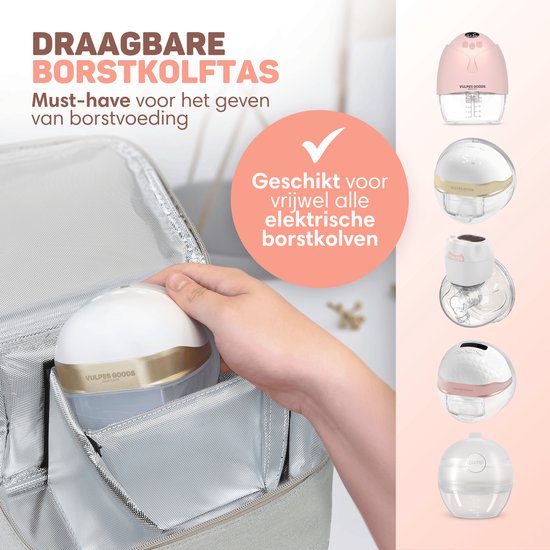 Vulpes Goods® Babycare - Luxe Koeltas met Koelelement - Voor Onderweg - Kolftas - Moedermelk tot 12 uur Koel - Koeltas Kolf - Koeltas Moedermelk - Bewaartas Babyvoeding - Premium Grey