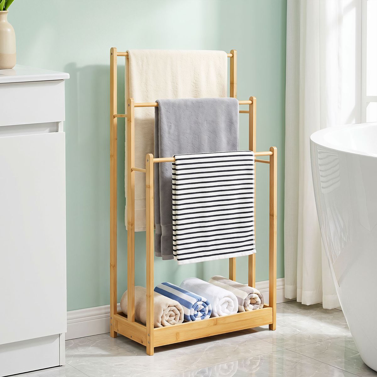 Coast Handdoekhouder - Bamboe - Trapvormig - 45 x 22 x 86 cm - Natuurlijk