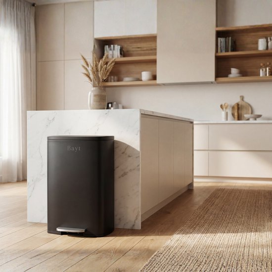 Bayt Pedaalemmer - Prullenbak - Vuilnisbak 50 Liter - Prullenbak Afvalscheiding - Afvalbak- RVS - Zwart