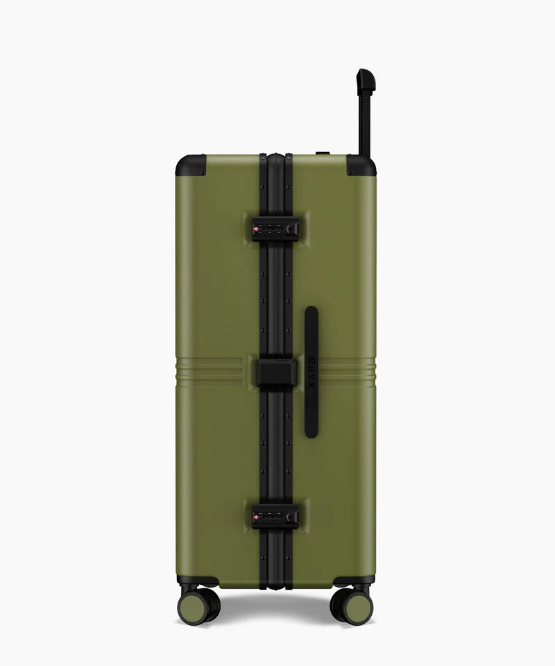 Onyx Hybrid Pro Kofferset Twee Delig Onyx Journey – Voorzien Van Silent Run Hinomoto Wielen En Duits Makrolon Polycarbonaat Body En Geintegreerd Compressiesysteem – Voor Reis En Vakantie – Olive Green Polycarbonaat En Aluminium – 100L En 35L
