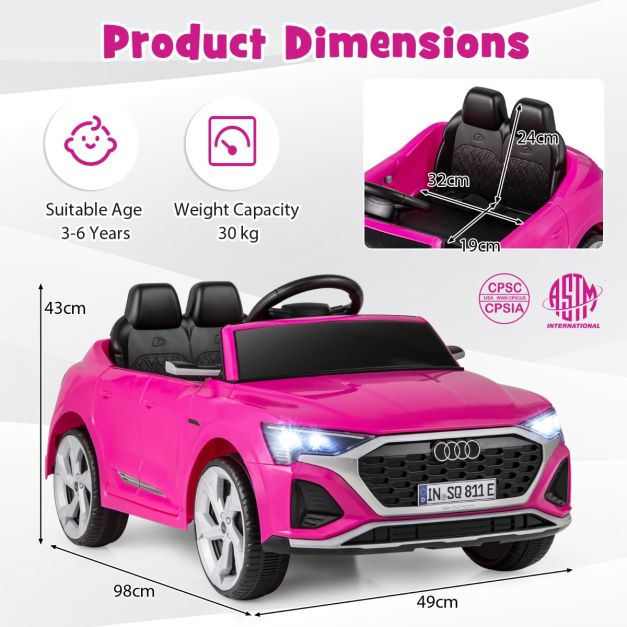 Coast 12V Elektrische Kinderauto Audi SQ8 met Afstandsbediening Zwart/Roze
