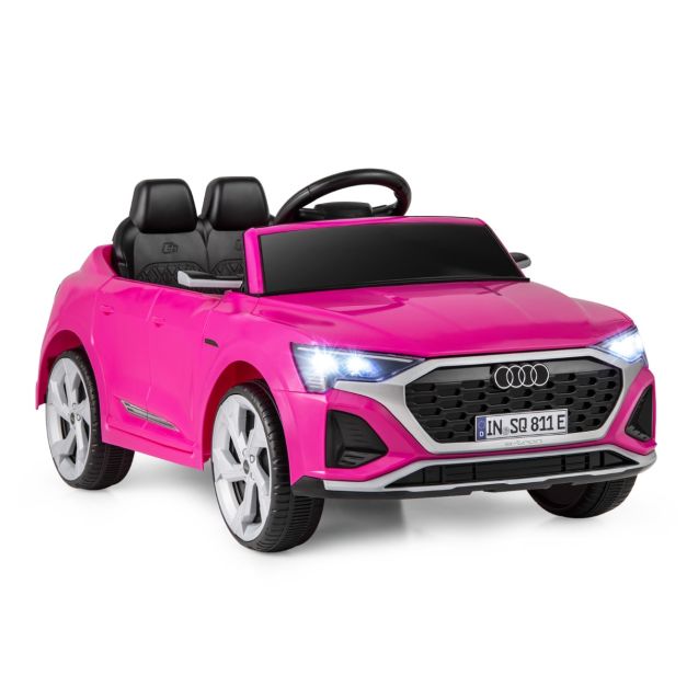Coast 12V Elektrische Kinderauto Audi SQ8 met Afstandsbediening Zwart/Roze