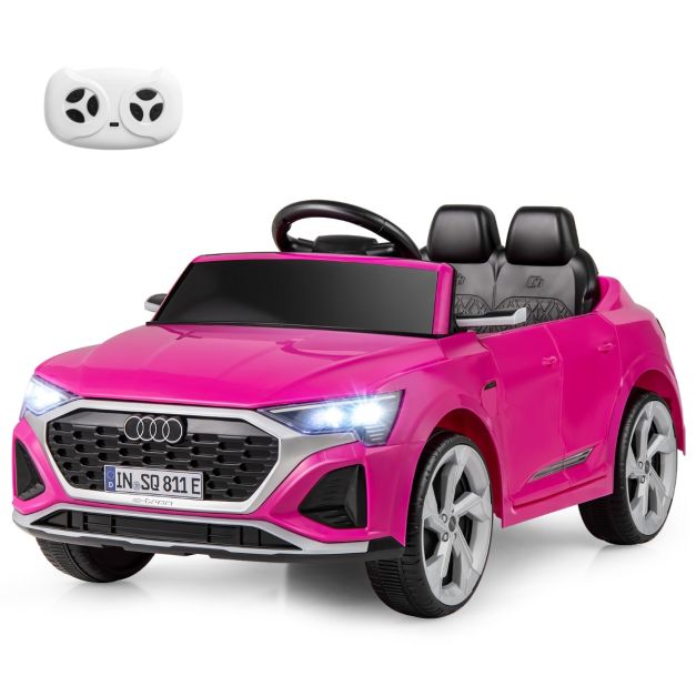 Coast 12V Elektrische Kinderauto Audi SQ8 met Afstandsbediening Zwart/Roze