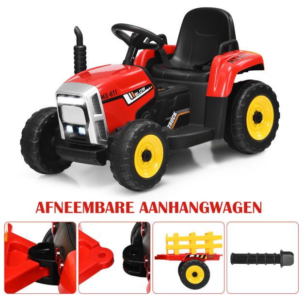 Coast Kindertractor - LED - 3 Versnellingen - Incl. Aanhanger - 135 x 51 x 53 cm - Rood