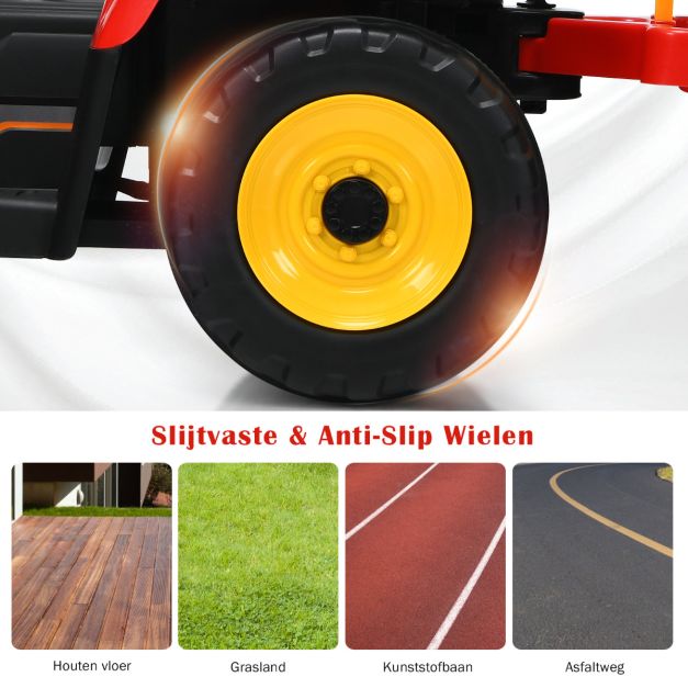 Coast Kindertractor - LED - 3 Versnellingen - Incl. Aanhanger - 135 x 51 x 53 cm - Rood