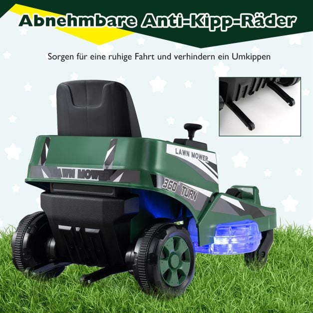 Coast Elektrische Kindergrasmaaier 12V – Ride-On met LED Verlichting 72 x 62 x 54 cm – Groen