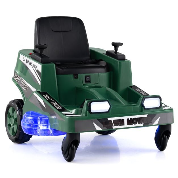 Coast Elektrische Kindergrasmaaier 12V – Ride-On met LED Verlichting 72 x 62 x 54 cm – Groen