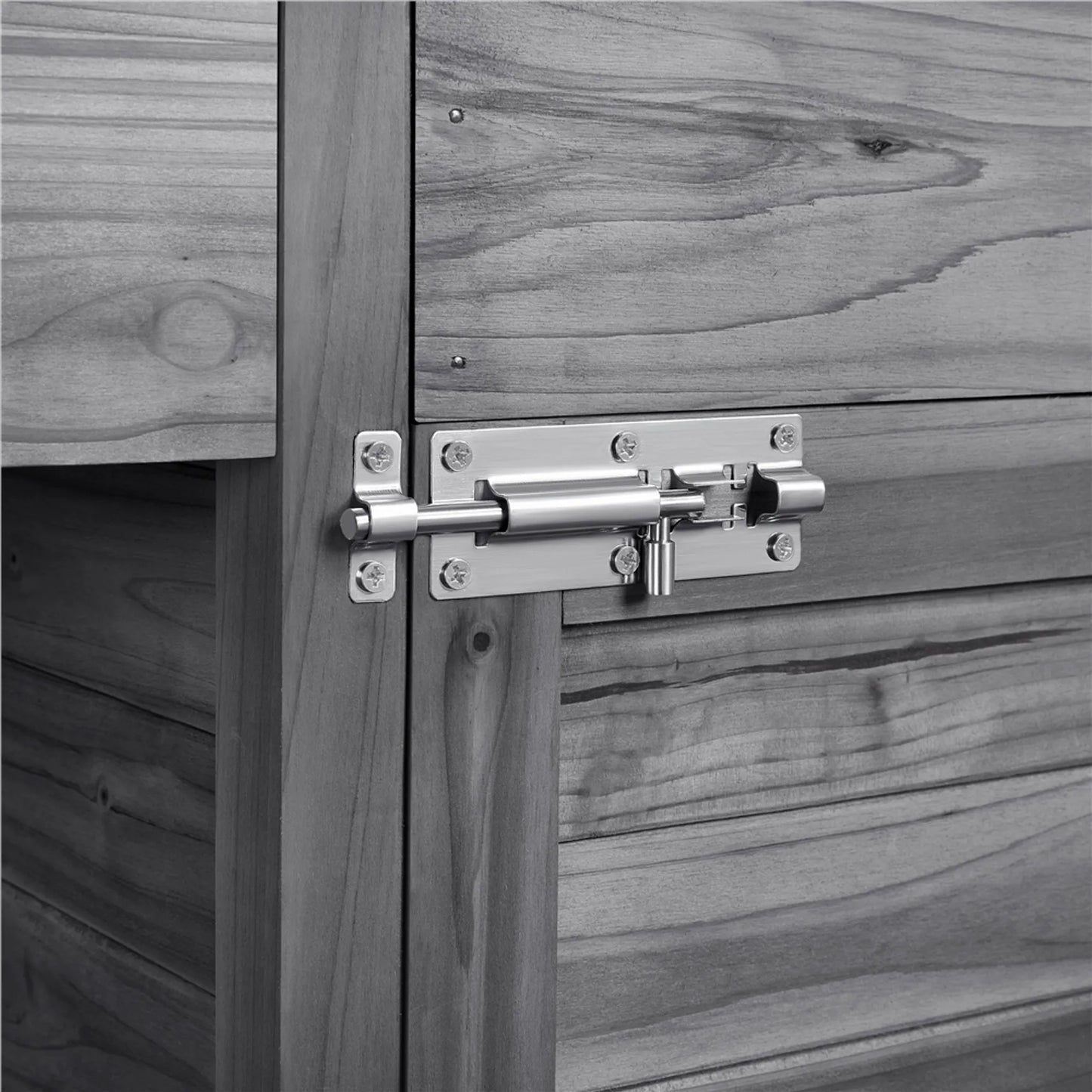 Yaheetech Oppottafel Tuintafel – 101 x 46,5 x 125 cm – Gegalvaniseerd Metalen Werkblad - 3 Zijhaken - Verwijderbare Zijpanelen – Grijs Vurenhout - Metaal