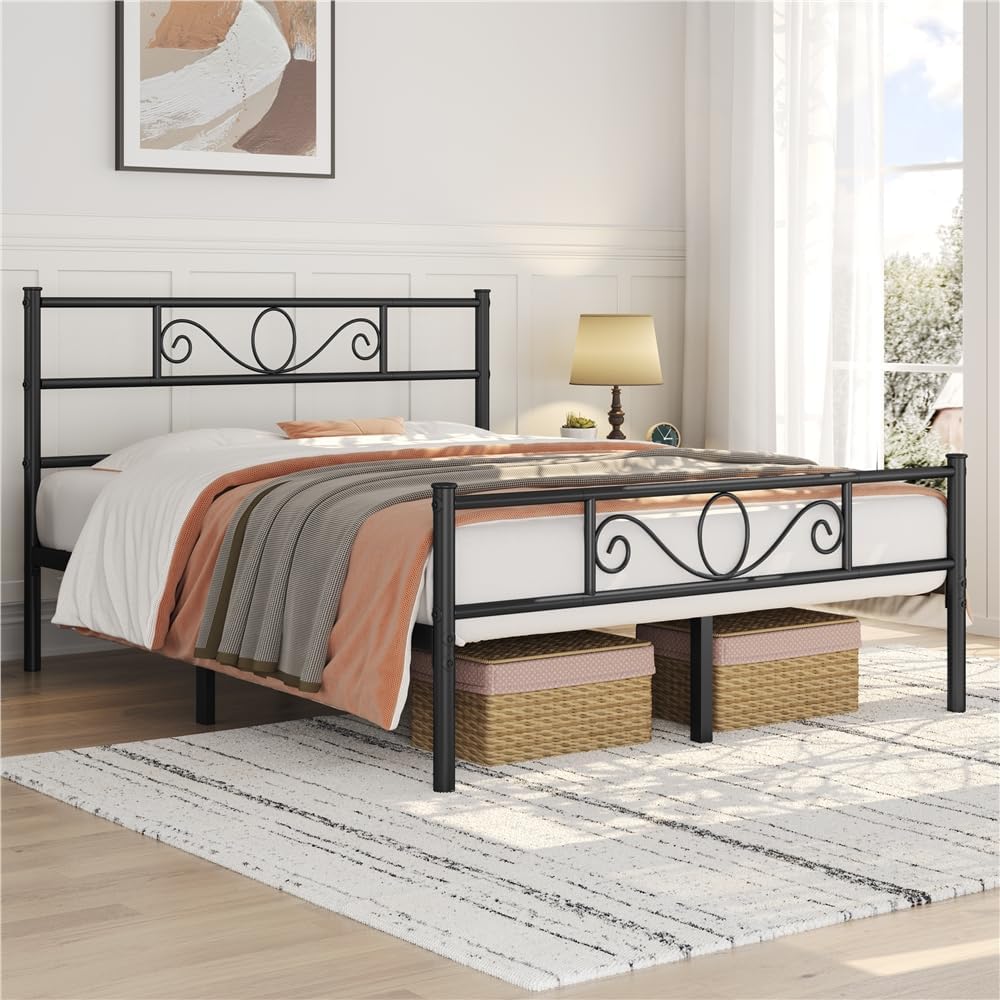 Yaheetech Metalen Bedframe - Zwart - 207 x 162 x 89 cm - Tweepersoons, Matras 160 x 200 cm