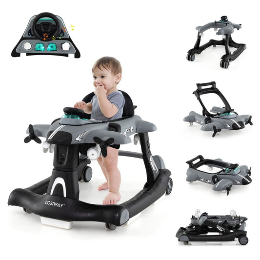 Coast Loopwagen - Vliegtuigvorm - Verstelbare Hoogte - max. 12 kg - 73 x 64 x 54 cm - Grijs