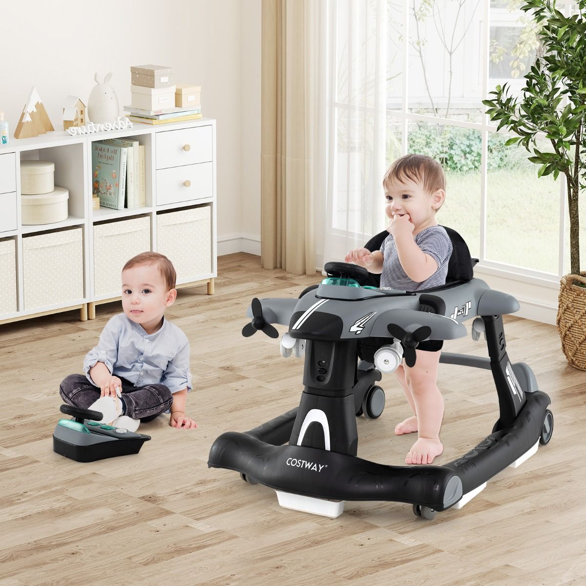 Coast Loopwagen - Vliegtuigvorm - Verstelbare Hoogte - max. 12 kg - 73 x 64 x 54 cm - Grijs