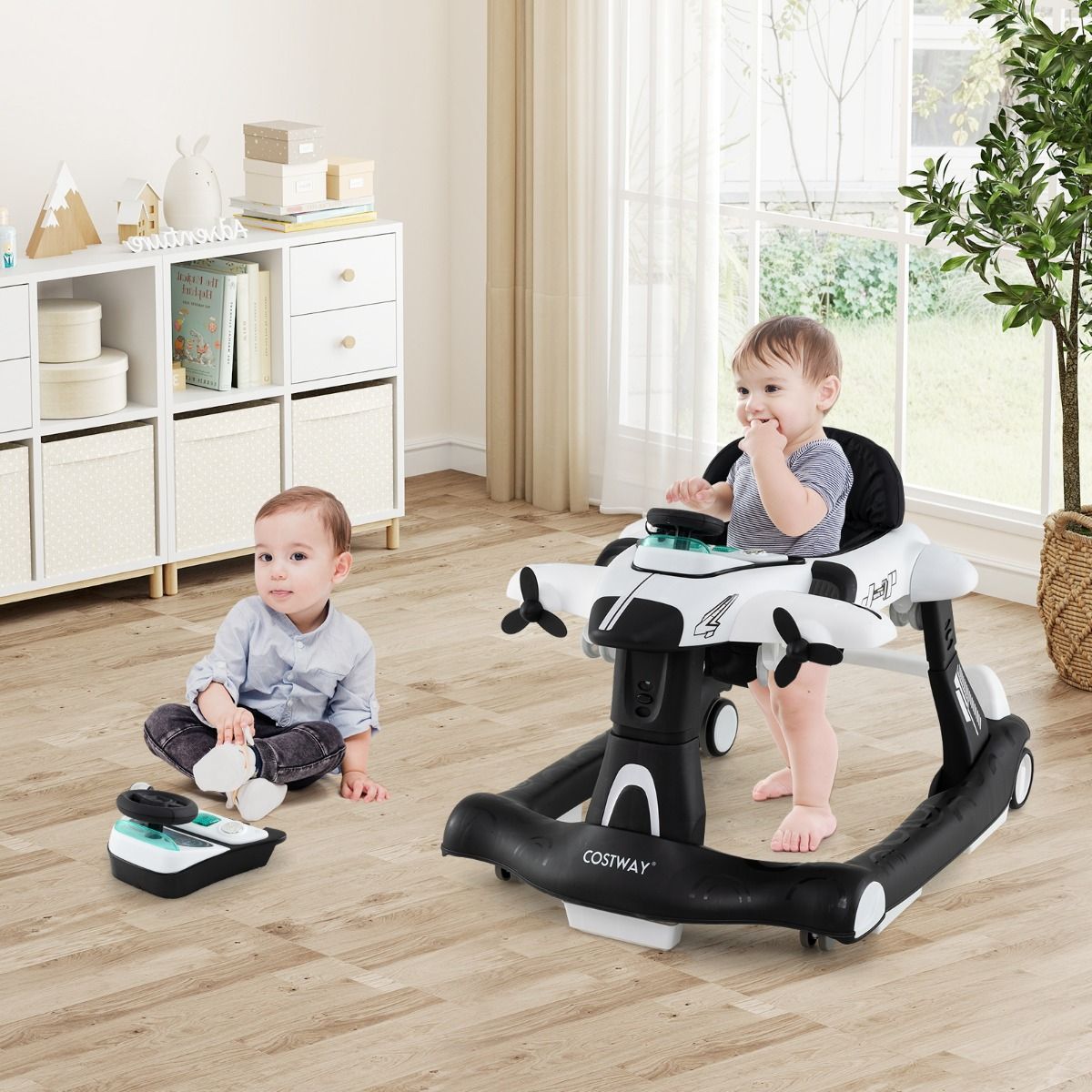 Coast Loopwagen - Vliegtuigvorm - Verstelbare Hoogte - max. 12 kg - 73 x 64 x 54 cm - Wit