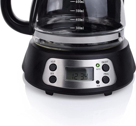 Tristar Koffiezetapparaat CM-1235 - Filter-koffiezetapparaat 750 ml - Geschikt voor camping gebruik - Digitaal en Timer Functie - Glazen kan, Verwijderbare koffiefilter - 7 kopjes - Zwart