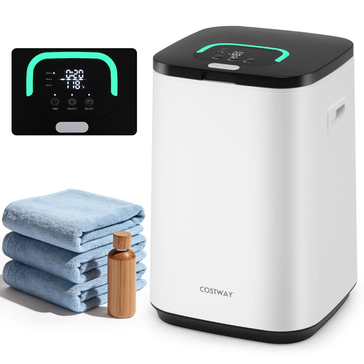 Coast Handdoekverwarmer - Luxe verwarmde emmer - 23 liter - Geschikt voor 3 handdoeken - Wit