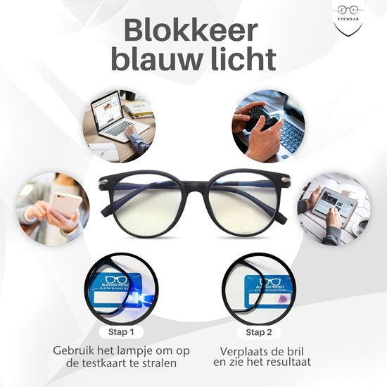 LC Eyewear Beeldschermbril - Blauw Licht Bril - Incl. Brillenkoker - Unisex - Mat Zwart