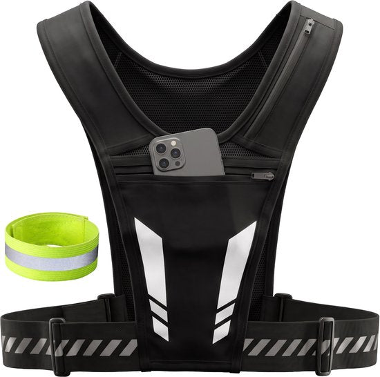 Nuvance Reflecterend Hardloopvest - Waterdicht Running Vest - Hardloop Telefoonhouder - Loopvest met Reflectieband - Lopen