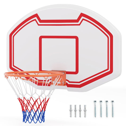 Coast Professionele Ø45 cm Basketbalkorf met Robuuste 91x61 cm PE Achterwand - Binnen en Buiten, Wit/Rood