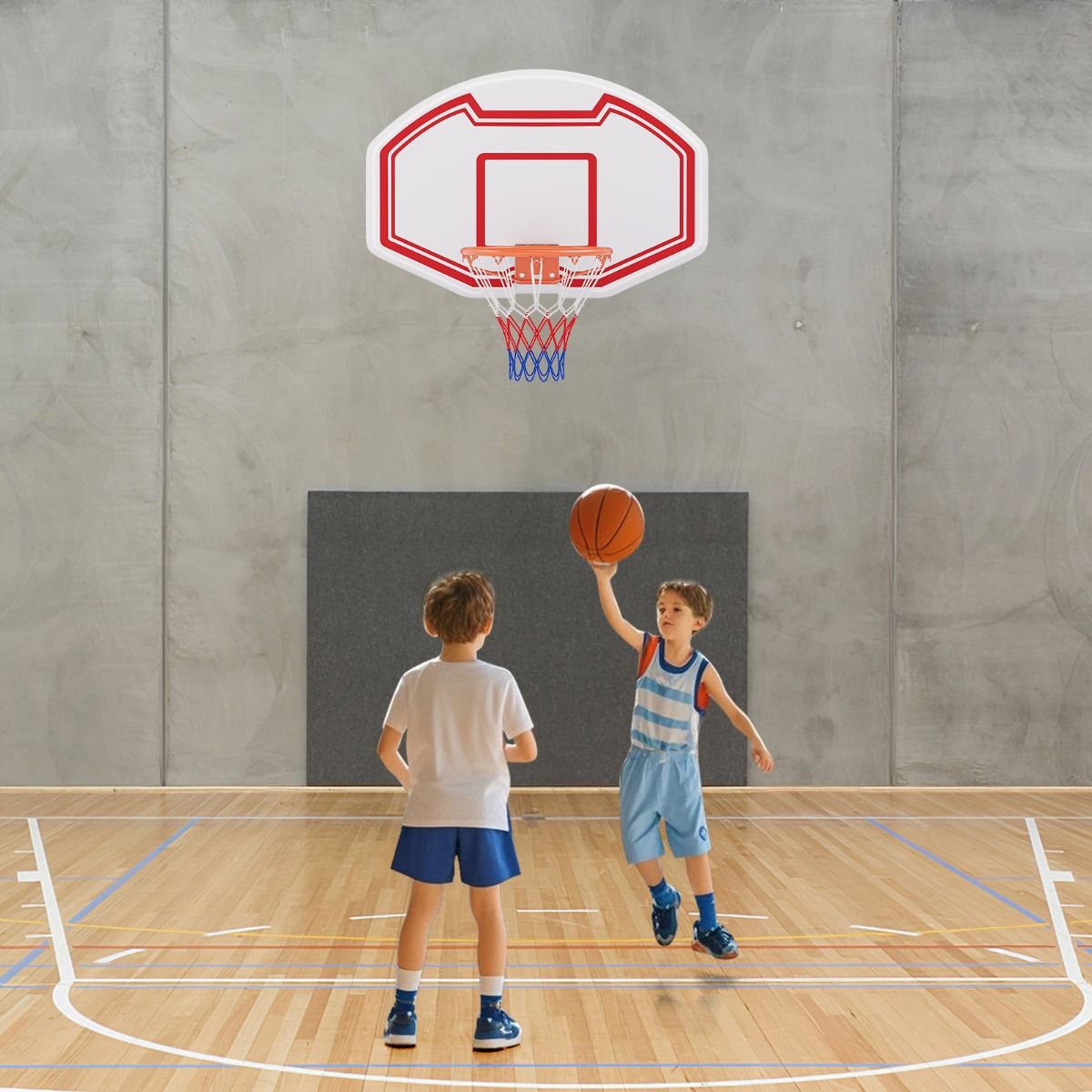 Coast Professionele Ø45 cm Basketbalkorf met Robuuste 91x61 cm PE Achterwand - Binnen en Buiten, Wit/Rood