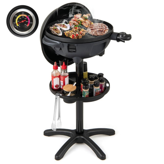 Coast Elektrische 2‑in‑1 barbecue & tafelgrill – Ø 40 cm zwarte grill met afneembare standaard (63 × 100 cm)