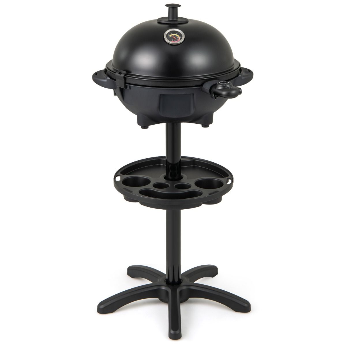 Coast Elektrische 2‑in‑1 barbecue & tafelgrill – Ø 40 cm zwarte grill met afneembare standaard (63 × 100 cm)