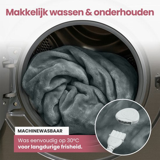 STAUS&BACH Elektrische deken 3XL - 2 persoons bovendeken - Dubbelzijdig Fleece Sherpa Warmtedeken - Antraciet grijs - 180x160 cm PowerNap
