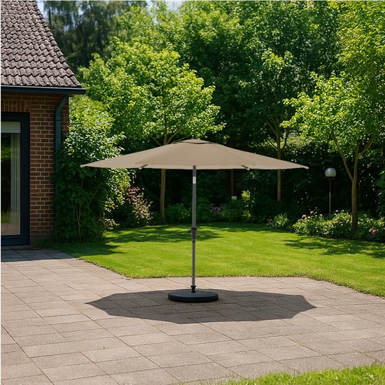 LifeGoods Parasol - Tuin - Ø270 cm - 30° Kantelbaar - Waterdicht - Taupe