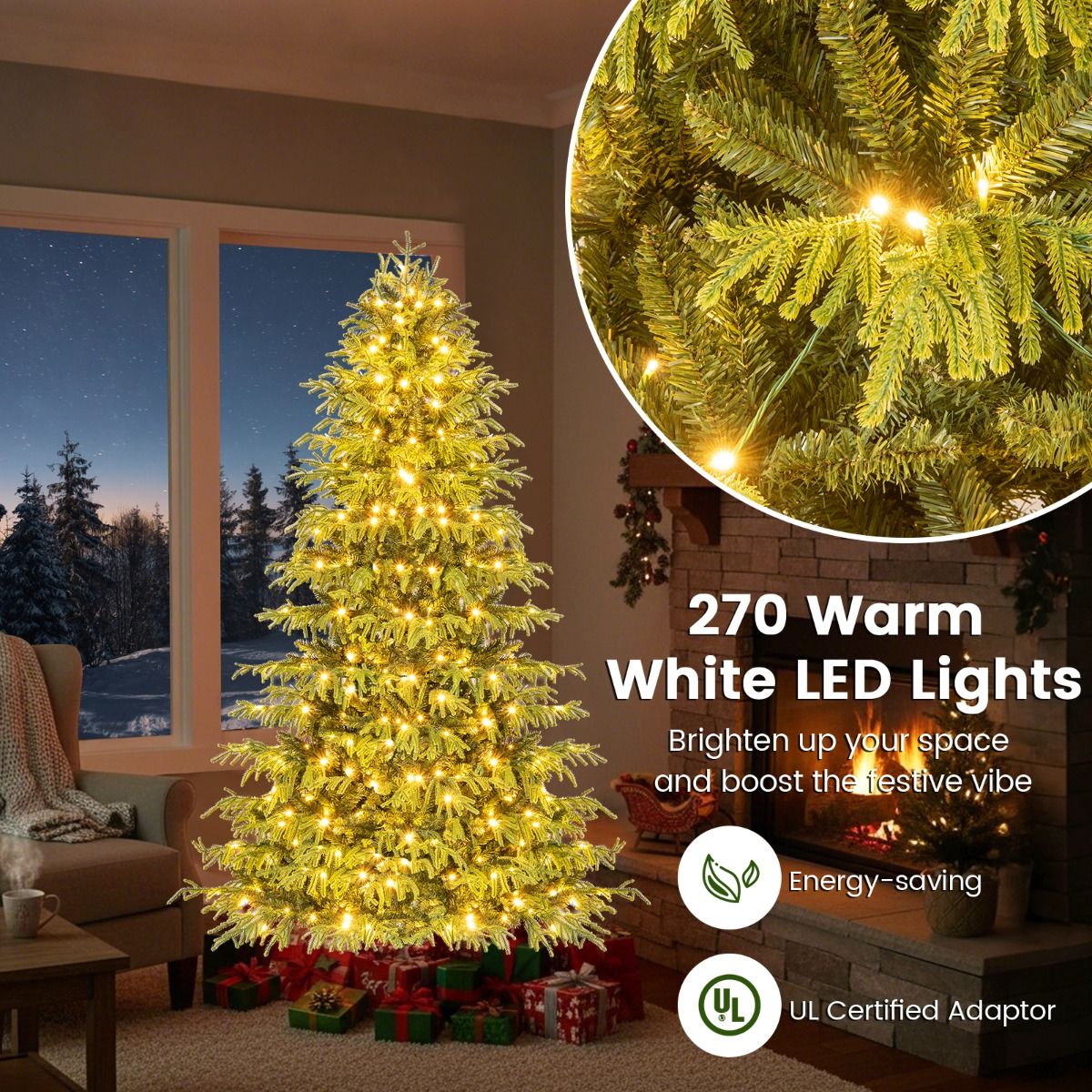 Coast Kunstkerstboom met verlichting - 180 cm - warmwitte LED-lampen - groen