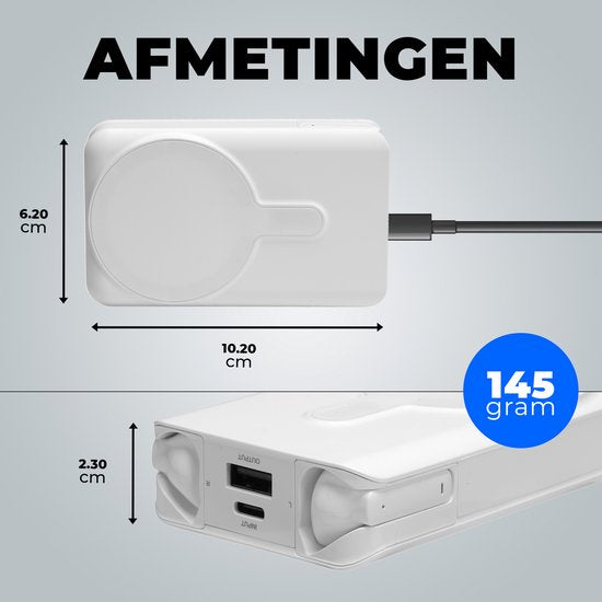 Denver Powerbank met Draadloze Oordopjes - 2-in-1 - 5.000 mAh - Bluetooth Oortjes Draadloos - Geschikt voor o.a. iPhone en Samsung - PWE5001W
