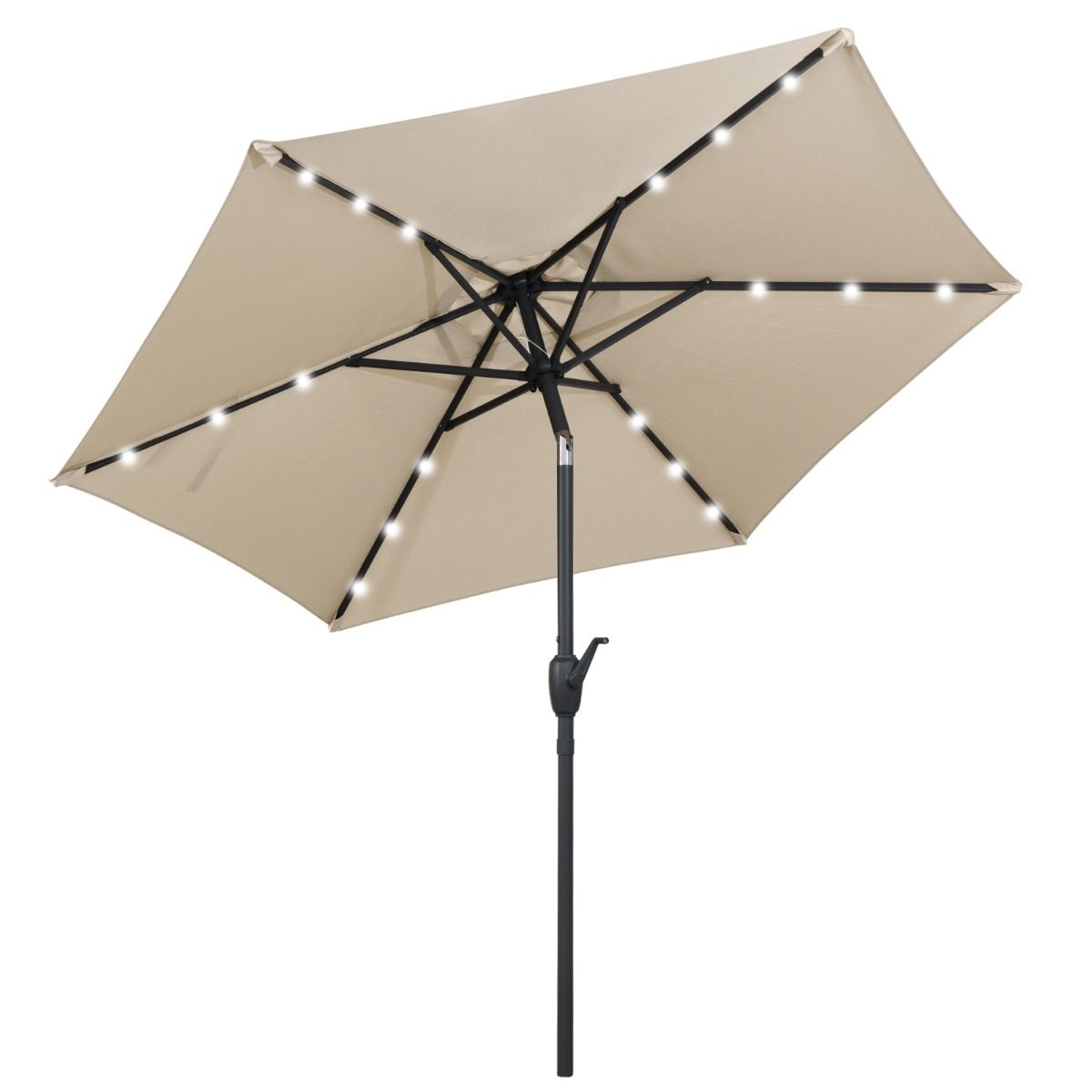 Coast Zonnescherm met LED-Verlichting Beige – 230 x 230 x 225 cm – Op Zonne-Energie