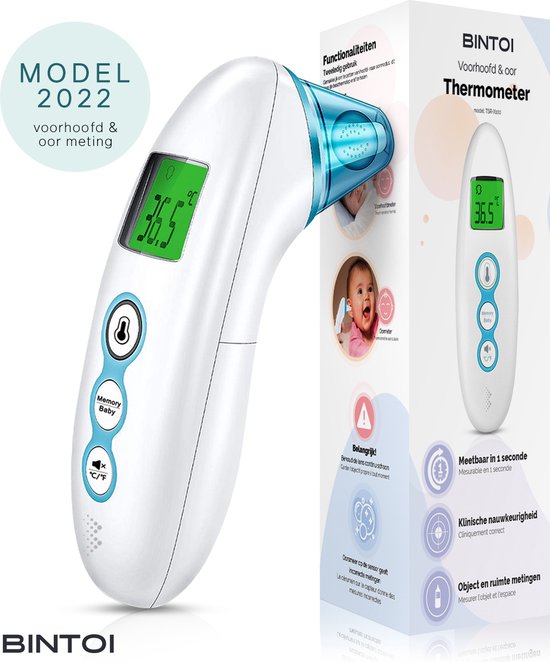 Bintoi® X100 Digitale Thermometer – Oor & Voorhoofd – Infrarood – Snelmeting 1 Seconde