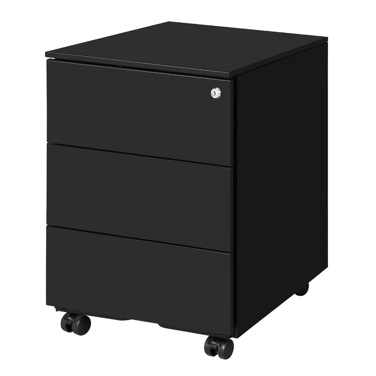 Ochama Archiefkast op Wielen 3 Laden - Afsluitbaar - Staal - Mat Zwart - 39 x 45,1 x 53,8 cm