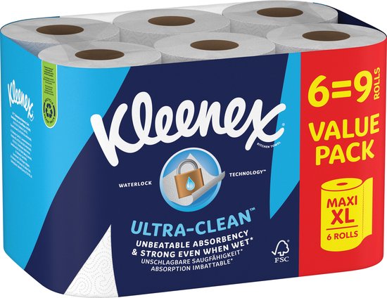 Kleenex keukenpapier - Keukenrol Ultra Clean - 6 Maxi XL rollen - Voordeelverpakking