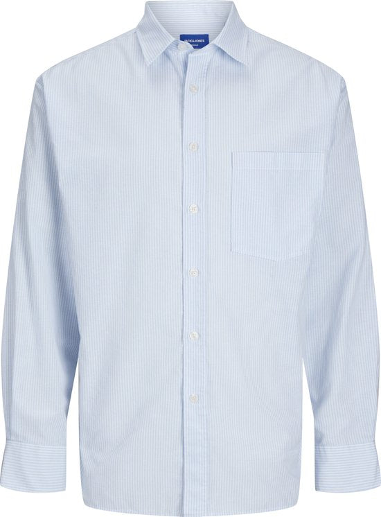 JACK&JONES - JORMARGATE OXFORD SHIRT LS BF LN - Heren - Overhemden - Maat M - Blauw/Wit