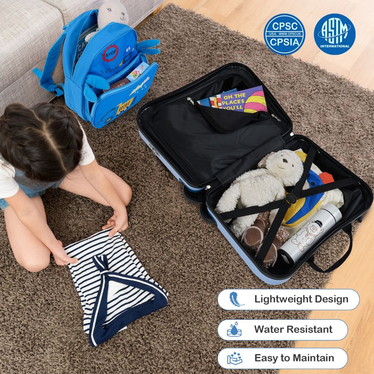 Coast Kinderkofferset - Zitkoffer en Rugzak - Multifunctioneel - Graafmachine Motief