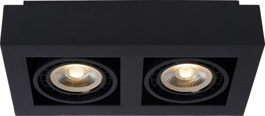 Lucide ZEFIX - Plafondspot (Plafondlamp) - LED Dim to warm - GU10 (ES111) - 2x12W 2200K/3000K - Zwart