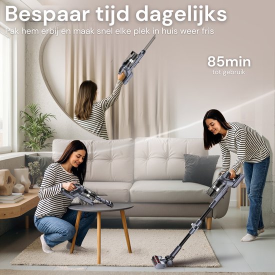 Vesora® 3-in-1 Buigbare Steelstofzuiger Draadloos zonder Zak - FLEX - Draadloze Stofzuiger - Kruimeldief Snoerloos - Vacuum Cleaner - Handstofzuiger - Stofzuiger Steel met Hepa Filter - Stofzuiger Huisdieren - Zakloze Stofzuiger