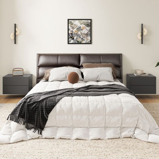 Coast Zwevend Nachtkastje met 2 Lades 42x30x28 cm – Grijs – Modern Wandgemonteerd Nachtkastje