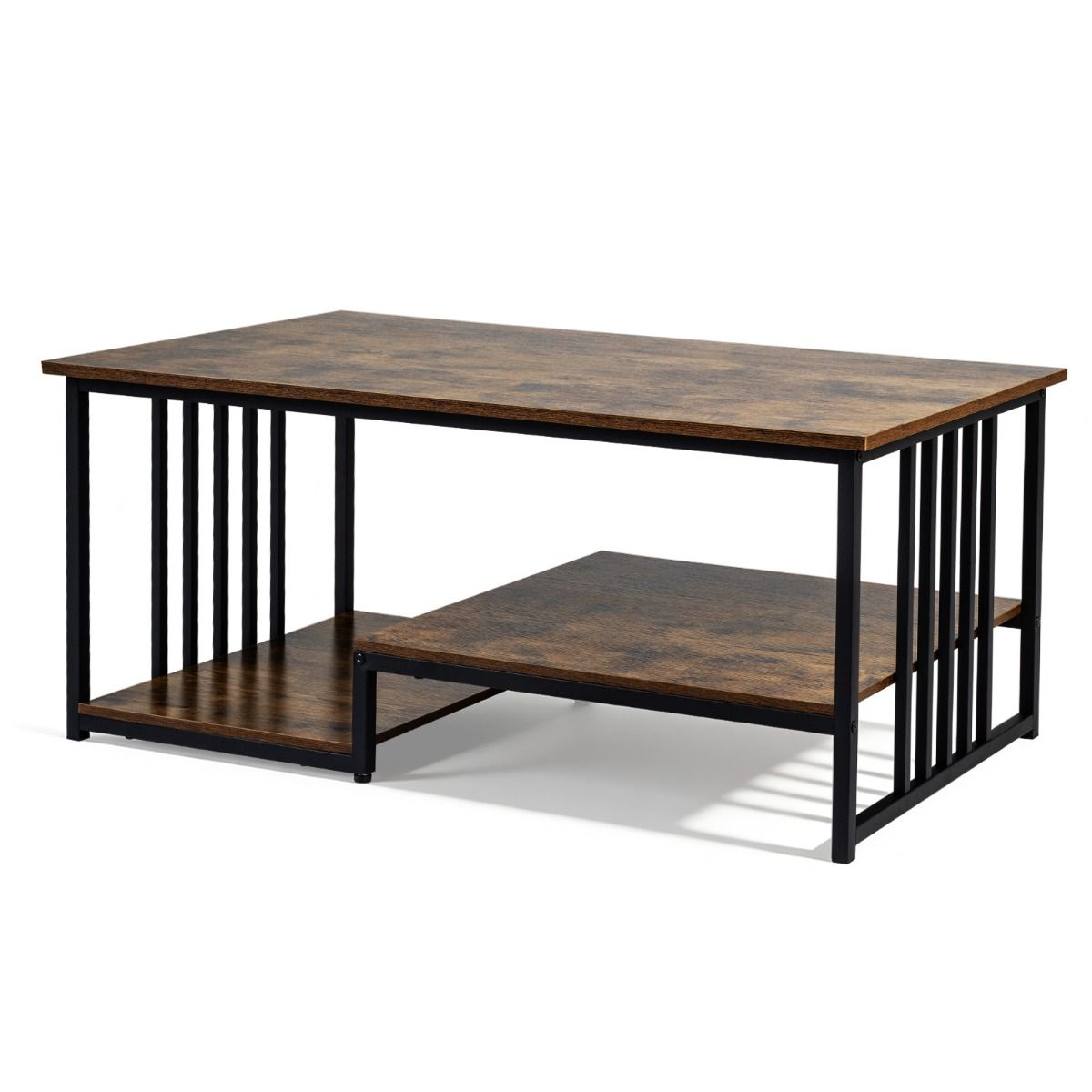 Coast Salontafel - rechthoekig - 2 legvlakken - rustiek bruin/zwart - 110 x 60 x 45 cm