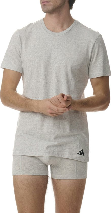 adidas Sportswear 3PK Crew Neck Shirt - Active Core Cotton - Onderbroek Mannen - zwart/wit/grijs gemêleerd